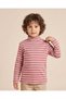 Boys Pink Striped High Neck T-Shirt