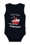 Little Captain Printed 1-36 Months Snap Fastener Badi - Navy Blue