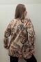 Women's Leaf Patterned Buttoned Front Ribbed Tunic Jacket - 4