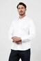 White Hard Collar Long Sleeve Pocketless Satin Slim Fit 100% Cotton Shirt 1004260424 - 3