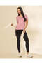 Women Pink Plain Short Sleeve V-Neck T-Shirt - 2