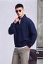 Men's Regular Fit Stand Collar Half Zipper 3 Thread Sweatshirt - 2
