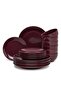 18 Piece Stoneware Dinner Set - Dishes, Plates - Dinner Plate, Side Plate, Bowl - Serves 6 - Wine Wine