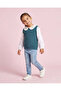 Girl Teal Embroidered Collar Twofer Top - 2