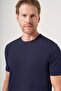 Navy Blue Crew Neck Short Sleeve Knitted Slim Fit Flexible Basic T-Shirt 1011260184 - 5