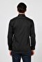 Black Hard Collar Long Sleeve Pocketless Satin Slim Fit 100% Cotton Shirt 1004260424 - 5