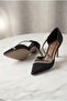 Shing Women's Heeled Shoes with Crossed Stone Straps Satin - 3