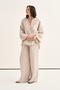 Women's Modal Loose-Fit Trouser Suit Striped Beige - 3