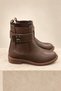 Women's Genuine Leather Elastic Buckle Detailed Boots - 6