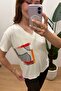 Women's V-Neck Abstract Geometric Pattern Short Sleeve Lycra Viscose Blouse - 3