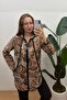 Women's Hooded Front Zipper Leaf-Flower Patterned Tunic Jacket with Pockets