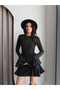 Shoulder Padded Flounce Mini Dress