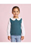 Girl Teal Embroidered Collar Twofer Top