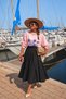 Black High Waist Pleated Midi Length A-Line Long Skirt - 5