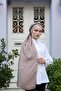 Talia Kibrit Pattern Jacquard Shawl - Light Mink