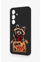 Samsung S24 Compatible Cute Raccoon Patterned Silicone Case - 4