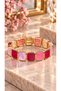 Pink Tone Gold Detailed Elastic Women's Bracelet - 3