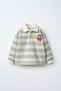 Children's Cotton Teddy Bear Embroidered Blue Striped Polo Collar Sweatshirt