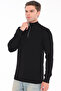 Black Men's 80% Wool 20% Acrylic Plain Knit Half Zipper Stand Collar Knitwear Sweater Trist-1208 - 2
