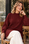 Sweater with Stone Detail on Sleeves K6033 Claret Red - 2