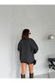 Fishbone Patterned Oversize Double-Breasted Single-Button Women's Jacket - 8