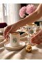Roses Mint 2-Person 6-Piece Coffee Cup Set with Decorated Cups - 2
