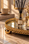Wicker Embroidered Mirrored Metal Gold Promise Engagement Presentation Tray - 2