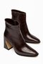 Serdem Women's Brown Crocodile Skin Special Design Heeled Boots