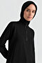 Zipper Detailed Knitwear Tunic Black