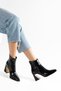 Serdem Women's Black Crocodile Skin Special Design Heeled Boots - 5