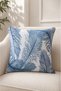 Set of 2 Decorative Throw Pillow Covers 43X43 cm Digital Printed Blue White Feather & Navy Blue Gold Geometric Pattern - 5