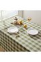 Spring Checkered Pattern Rectangular Tablecloth, Heavy Cotton Linen Boho Tablecloth with Tassels, Mink Table Cover - 3
