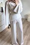 Women's Beige Lace Detailed Wide-Sleeved Modal Fabric Hijab Set Nms105 - 3