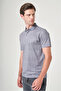 Smoked-White Polo Collar Short Sleeve Pocketless Slim Fit Cotton T-Shirt 1011260159 - 3