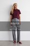 Women's Burgundy High Collar Half Sleeve Knitwear Blouse Alc-X14628 - 2
