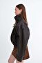 High Collar Faux Leather Jacket C02682 - 5