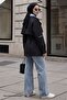Striped Garnished Black Lined Trench Coat - 4