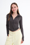 Zippered Soft Fabric Cardigan H0089 - 4