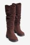 Women's Suede Boots with Bellows and Flat Sole Drew Brown - 2