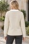 Polo Collar Knitted Patterned Women's Beige Knitwear Sweater - 3