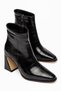 Serdem Women's Black Crocodile Skin Special Design Heeled Boots