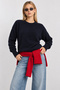 Wool Blend Oversize Knitwear Sweater Lki̇0062 Dark Blue