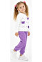 Girl's Bow Detailed Bow Patterned Lilac Color Tracksuit Set - 2