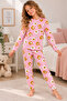 Patterned Crew Neck 100% Cotton Interlock Fabric Girls' Long Sleeve Pajama Set - 3
