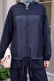 Hooded Detail Navy Blue Two-Piece Set - 2
