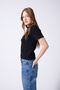 Polo Collar Button Detail Tricot Blazer Black - 3