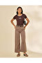 Women Beige Wide Leg Pants - 2