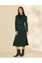 Women Green Belted Midi Dress