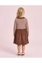 Girl Ivory And Brown Striped Corduroy Dress - 4