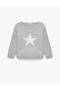 Star Patterned Loose Fit Boat Neck Long Sleeve Knitwear Sweater